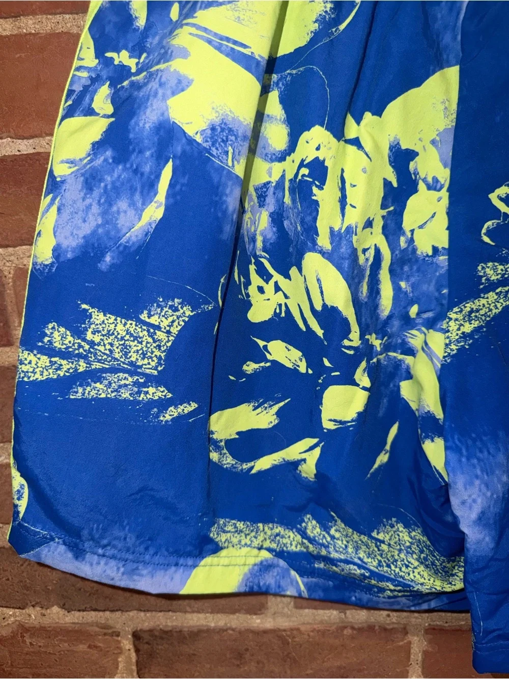 Adidas Men’s Blue & Neon Green Floral Swim Trunks Athletic Shorts